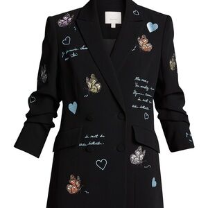 Cinq a Sept
Lila Butterfly Love Embroidered Crepe Blazer